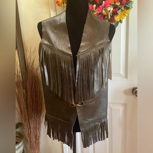 Leather Fringe Vest-Medium
